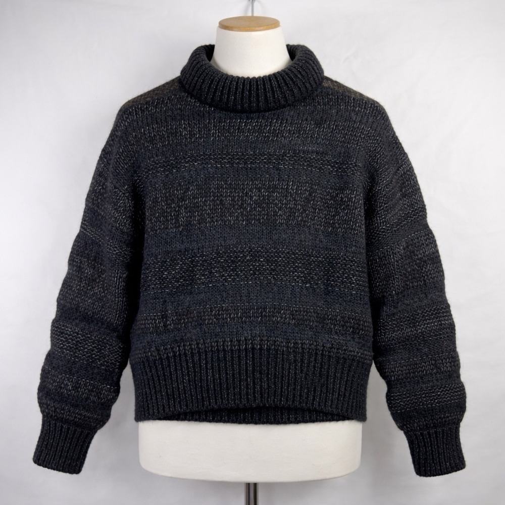 Everlane Womens XXS Alpaca Merino Wool Blend Mock Neck‎ Sweater Charcoal Grey